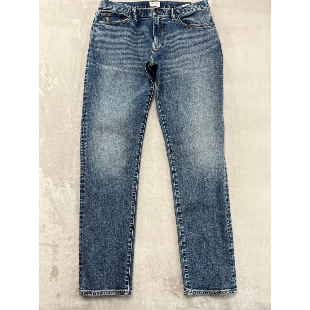 Todd Snyder Slim Fit Jeans Mens 34x34 Indigo Blue Wash Denim Whiskered Stretch